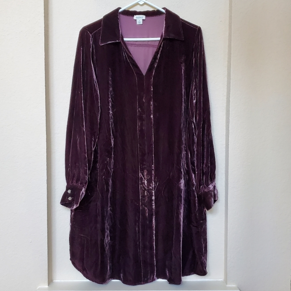 Sundance Crushed Velvet Long Sleeve Dress Holiday Festive Size Medium